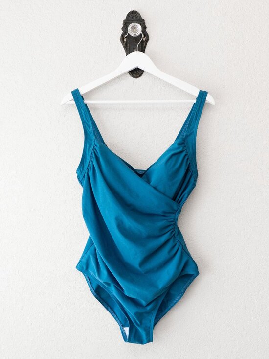 Emerald Bay Other - Emerald Bay Womens 12 Teal One Piece Swimsuit Ruched Tummy Control Adjustable